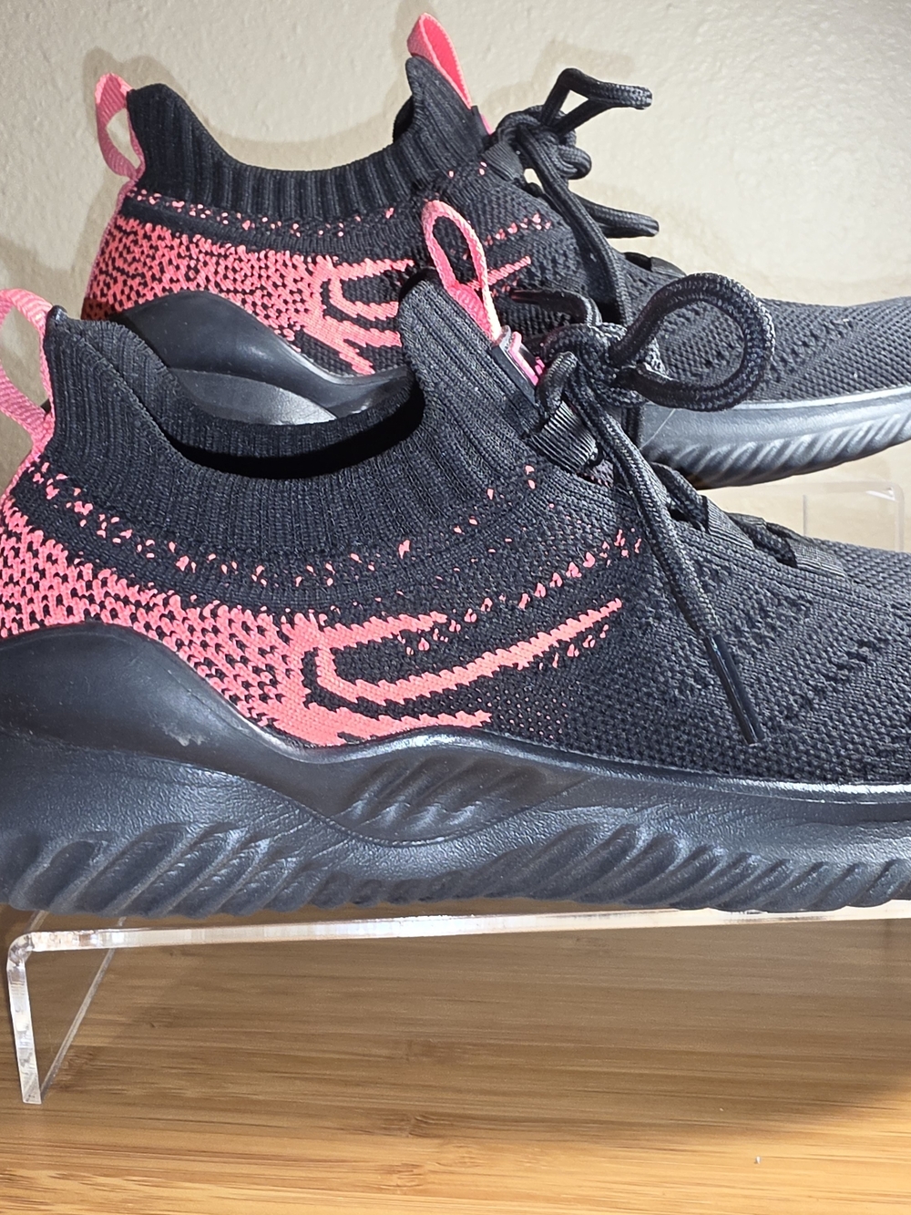 Women's Black & Pink Knit Slip-On Sneakers - Picture 2 of 14